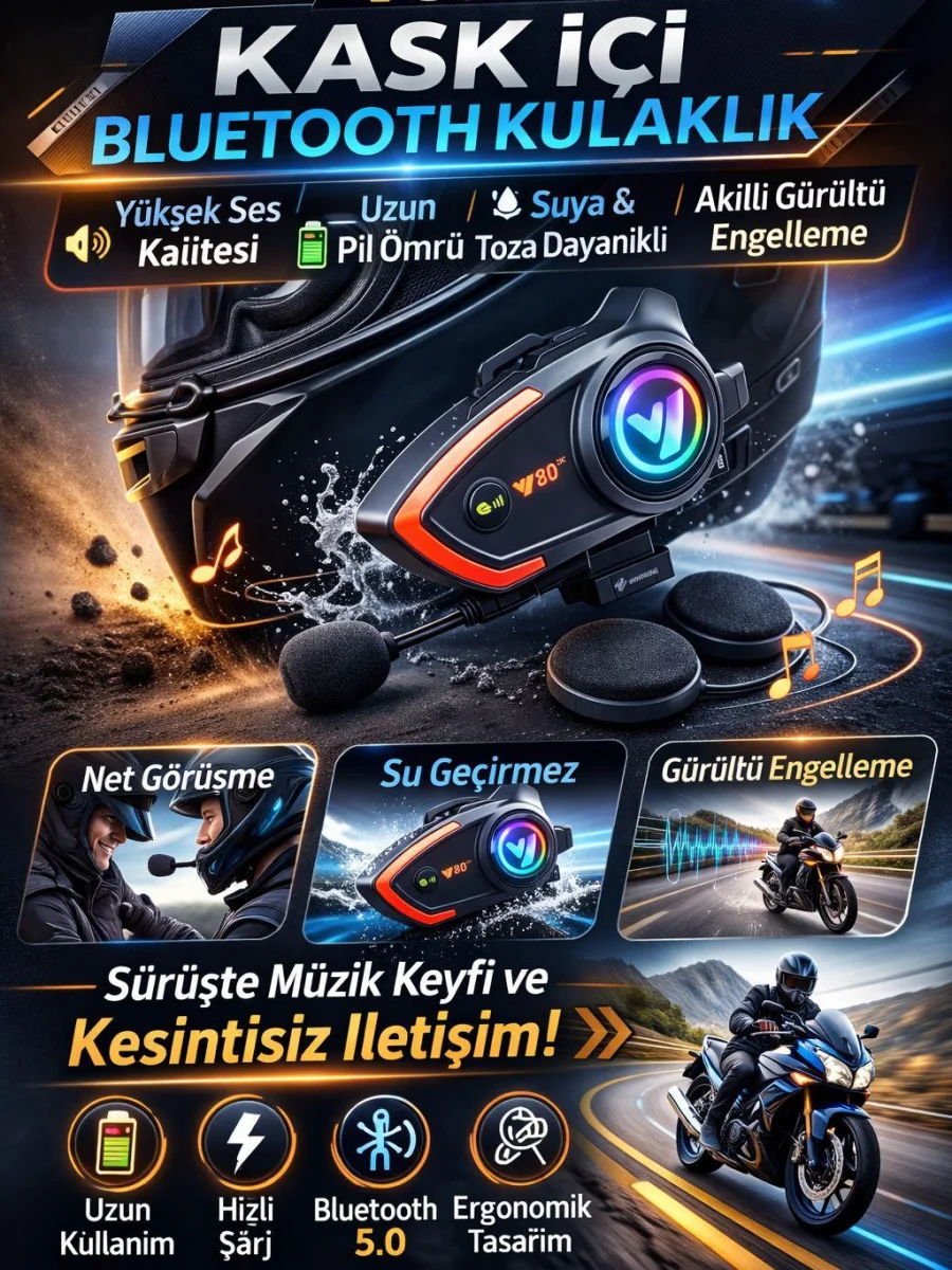 Y80 2x KASK İÇİ BLUETOOTH KULAKLIK